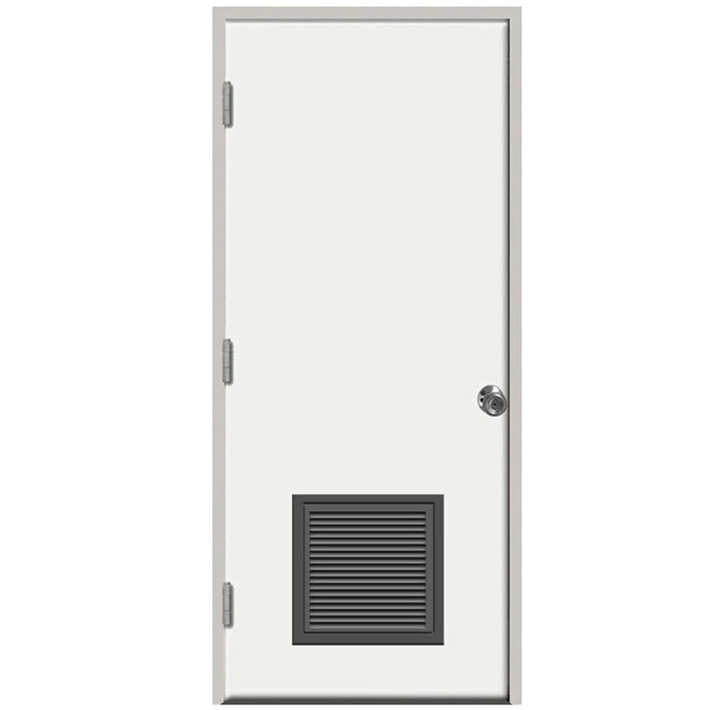 Steves u0026 Sons 24 in. x 80 in. Premium Vented Flush White Primed Right-Hand Outswing Steel Prehung Front Door with 4-9/16 in.