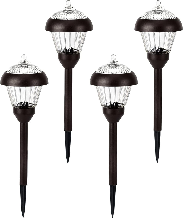 Solpex 4pack high Lumen Solar Pathway Lights??Metal Solar Path Lights??2 Bright LED??Waterproof IP65 Auto On/Off Solar Garden Lights for Walkway Driveway Yard