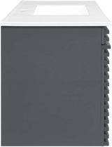 Modway Render 48 MDF and Particleboard Wall-Mount Bathroom Vanity – Gray/White